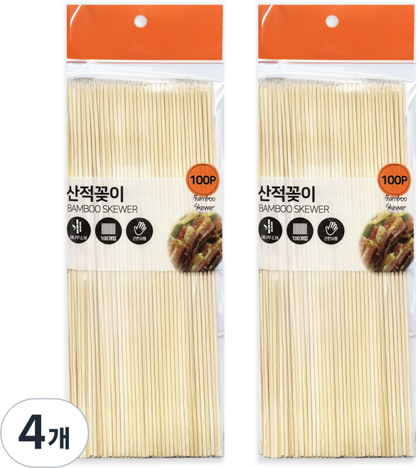 영수산업카멜 대나무 산적꼬지 대 18cm, 4개, 100개입