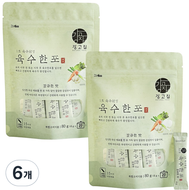 강고집 1초 육수완성 육수한포 깔끔한맛, 6개, 80g