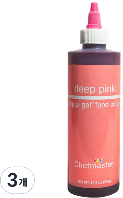 셰프마스터 리쿠아젤 수용성 식용색소 딥핑크, 298g, 3개