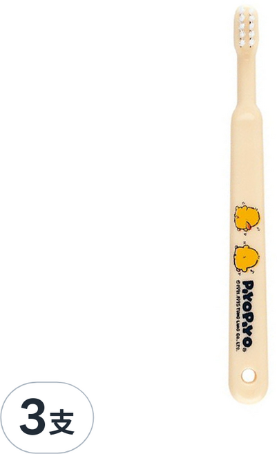 PiYOPiYO 黃色小鴨 乳牙刷 6個月以上, 黃色, 3支, 1入