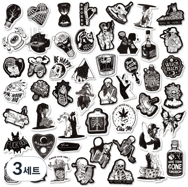 어리마켓 감성 팬시 고딕 몽환 스티커 세트, 타입 C, 3세트