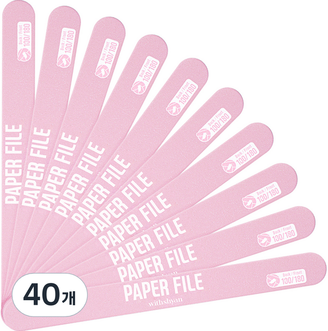 위드샨 자연 네일 페이퍼 파일 100/180, 40개, 혼합색상