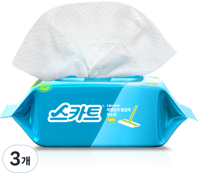 스카트 도톰&촉촉한 세정탈취 물걸레 청소포 베르가못향 25매, 3개