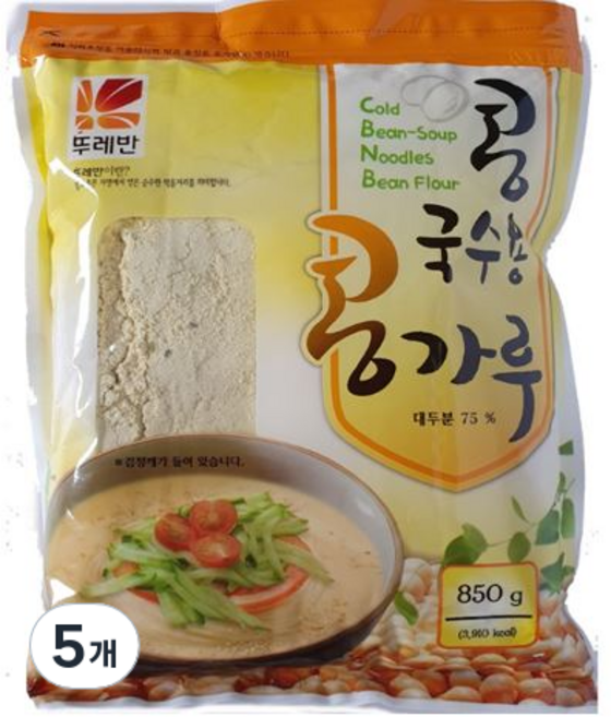 뚜레반 콩국수용 콩가루, 850g, 5개