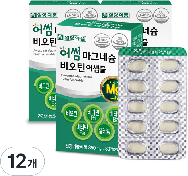 일양약품 어썸 마그네슘 비오틴 어셈블 25.5g, 30정, 12개