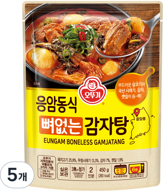 오뚜기 응암동식 뼈없는 감자탕, 5개, 450g