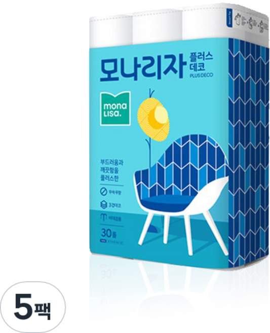 모나리자 플러스 데코 화장지 27m, 30롤, 5개