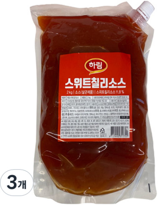 하림 스위트 칠리 소스, 2kg, 3개