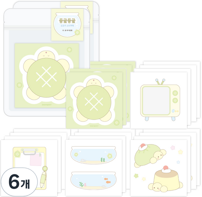 대시앤도트 동글동글 데코 모조지 스티커팩, 03 올 때 메론빵, 6개