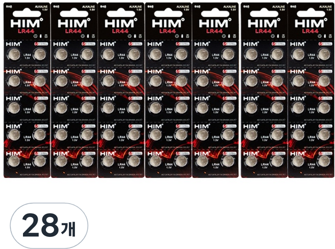 힘 코인건전지 LR44 1.5V, 10개입, 28개