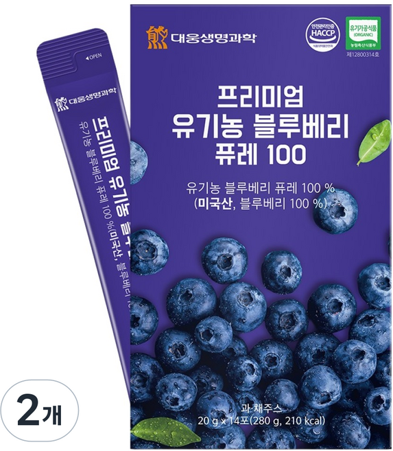 DAEWOONG LIFE SCIENCE 頂級有機藍莓果泥100, 280g, 28個