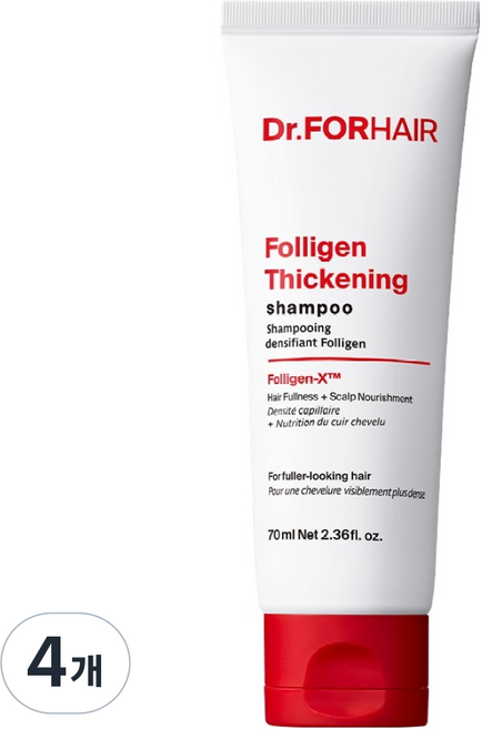 Dr.FORHAIR Folligen 增髮強化防落髮洗髮精, 4個, 70ml