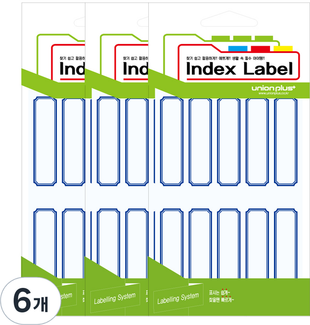 유니온플러스 일반견출지 18 x 60 mm UL-2211, 청, 18개입, 6개