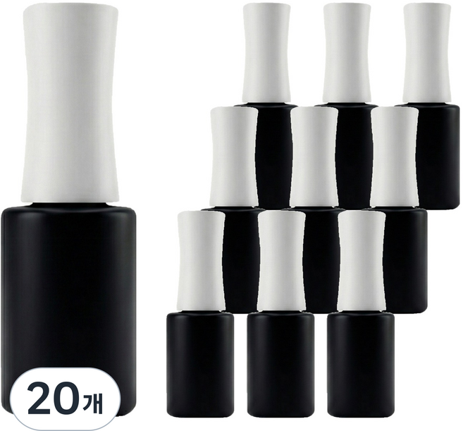 MEIBROWN 指甲油空瓶 玻璃空瓶 刷頭精油分裝瓶 8ml, 20個, 黑瓶 + 白色蓋