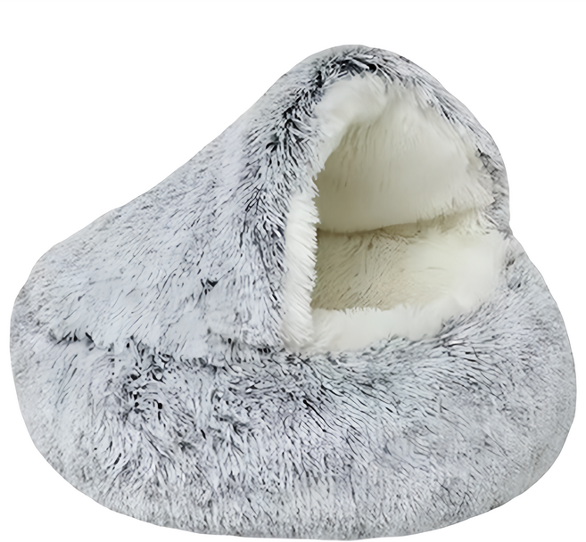 毛皇上 水晶絨貝殼窩, 1個, 冬日灰