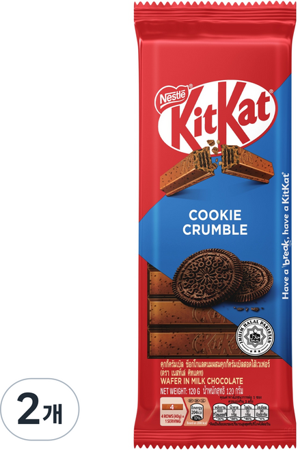 KitKat 타블렛 쿠키크럼블, 120g, 2개