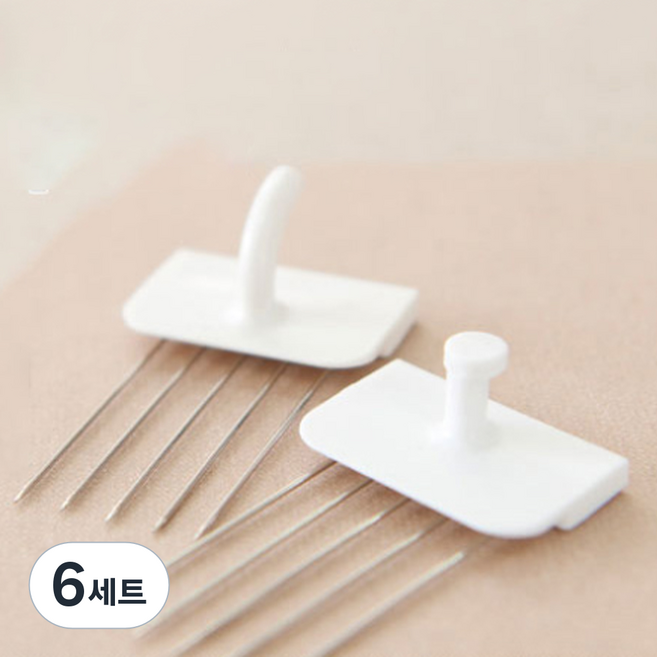 꼭꼬핀 벽지핀 일자형 3p + U자형 3p 세트, 화이트, 6세트