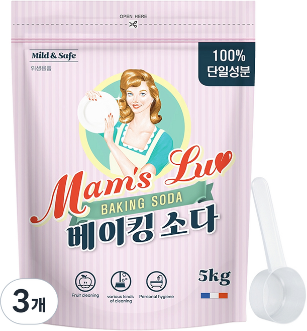 맘스럽 베이킹소다 파우치 프렌치 프리미엄, 5kg, 3개