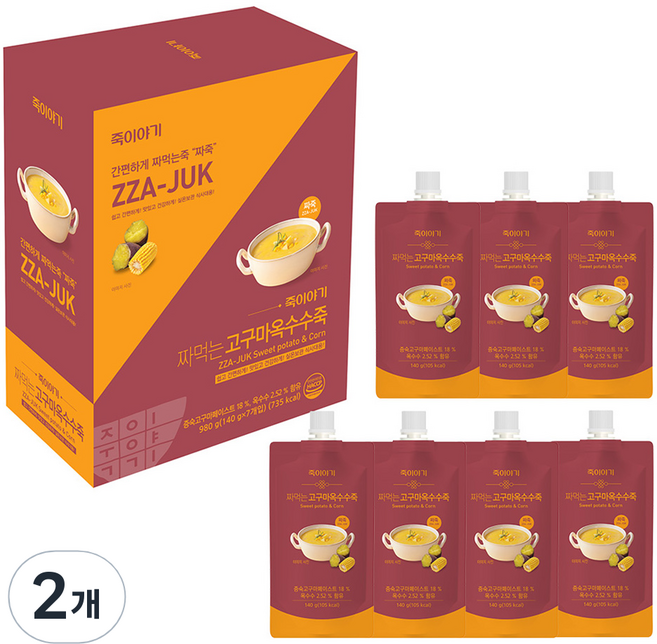 죽이야기 짜먹는 고구마옥수수죽 7p, 980g, 2개