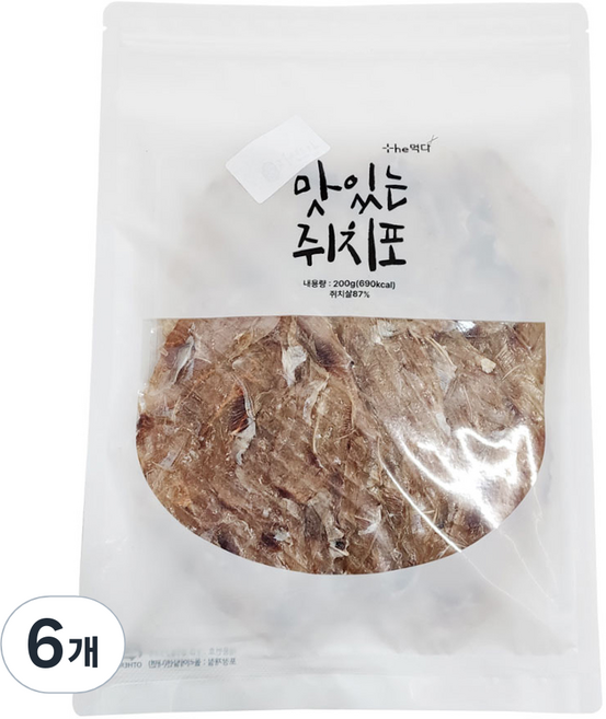 더먹다 자연오감 맛있는 쥐치포, 200g, 6개