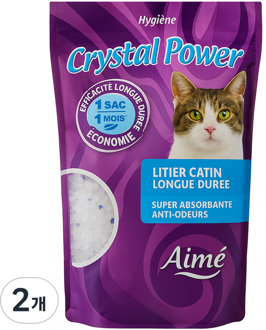 AIME 고양이 Crystal Power 실리카 모래, 1.5kg, 2개, 무향