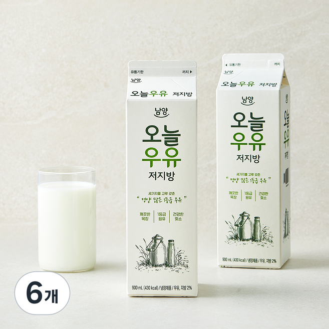 남양유업 오늘우유 저지방, 6개, 900ml