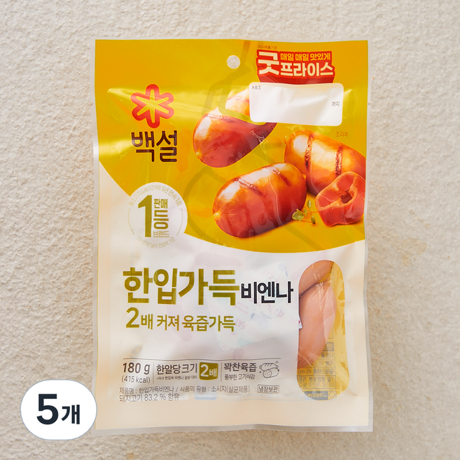 백설 한입가득 비엔나 소시지, 180g, 5개
