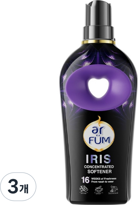 아로퓸 16주 향유지 느와르 고농축 섬유유연제 로맨틱 아이리스, 900ml, 1개입, 3개