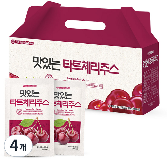 참앤들황토농원 맛있는 타트체리주스, 2.1L, 4개