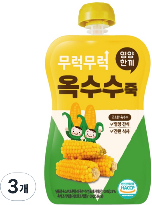 이유케어스 무럭무럭 키즈죽, 옥수수, 3개, 100g