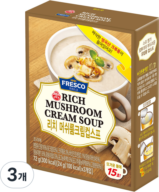 오뚜기프레스코 리치 머쉬룸 크림 컵스프 3p, 72g, 3개