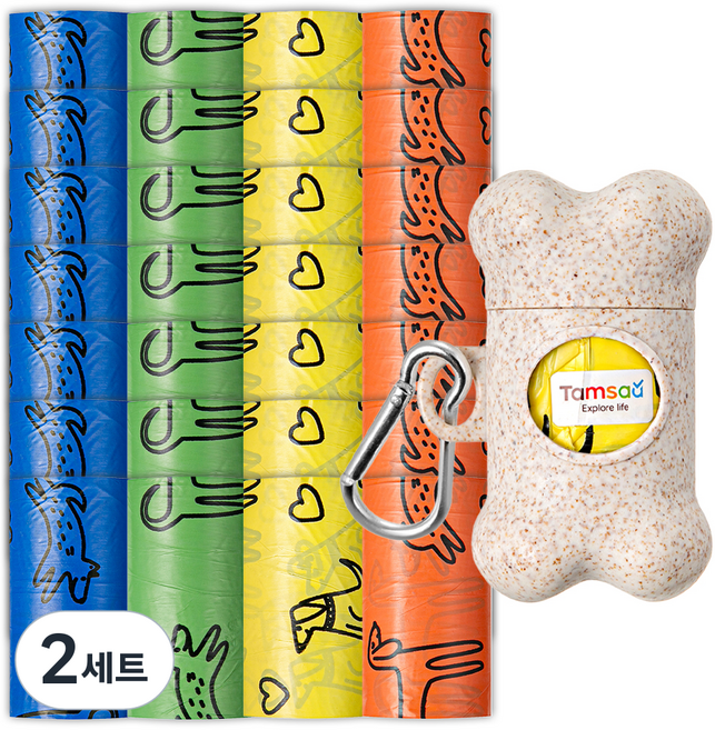 탐사 반려동물 배변봉투 풉백 리필 522매 (18매*29롤) & 케이스 세트, 혼합색상, 522개입, 2세트