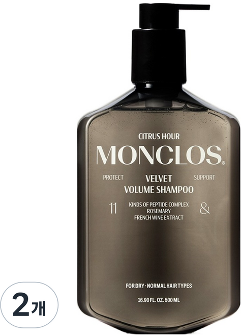 몽클로스 벨벳 볼륨 샴푸 머스크 베르가못, 2개, 500ml