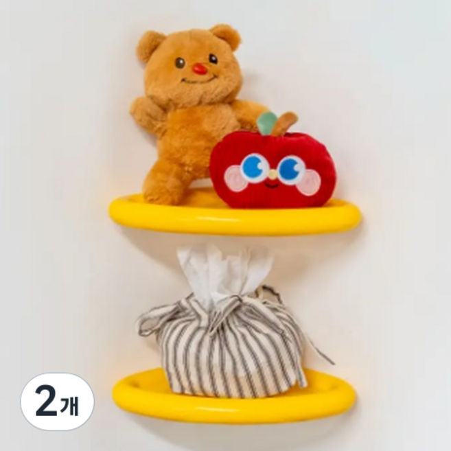 하이앤드라이 무타공 컬러 모서리 코너 라운드 엣지 틈새 욕실정리 선반 ab 91920, 옐로우(ab 919203), 2개