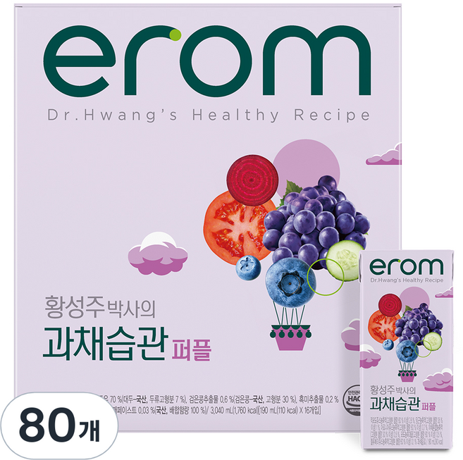 이롬 과채습관 퍼플, 190ml, 80개