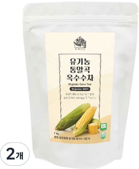 하루곳간 유기농 통알곡 옥수수차 리필팩, 1kg, 1개입, 2개