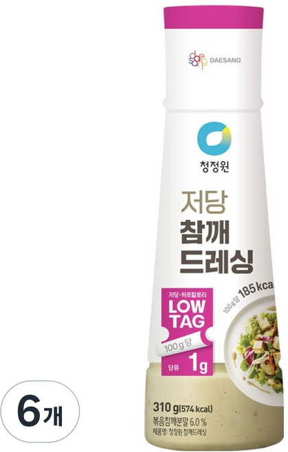 청정원 저당 참깨 드레싱, 6개, 310g