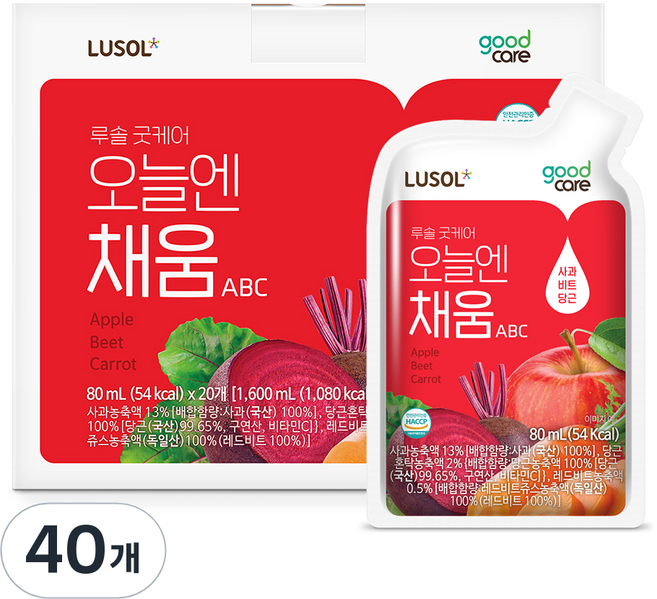 루솔 굿케어 오늘엔 채움 사과 비트 당근 주스, 80ml, 40개