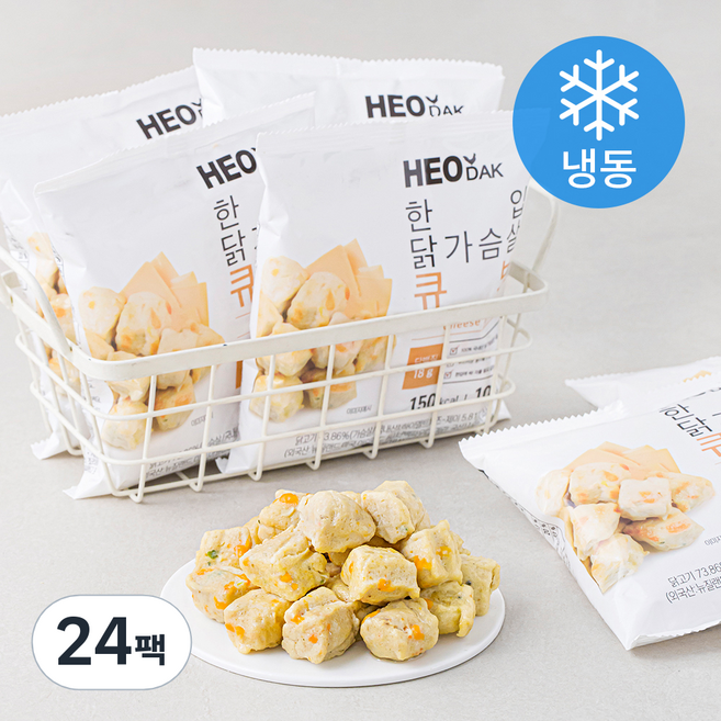 허닭 한입 닭가슴살 큐브 치즈 (냉동), 100g, 24팩