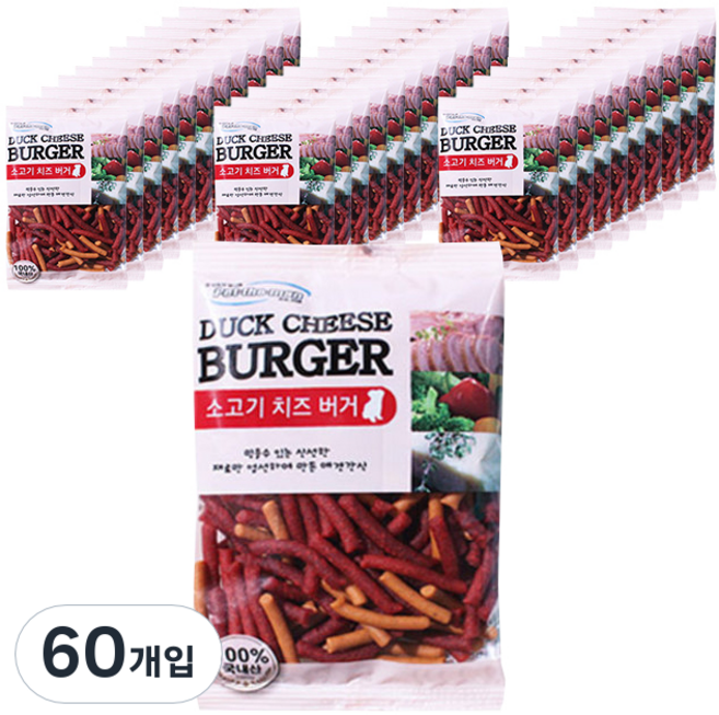 펫더맨 치즈버거 강아지 간식, 소고기, 100g, 60개