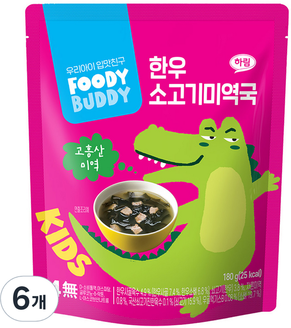 푸디버디 유아용 한우 소고기미역국, 180g, 6개