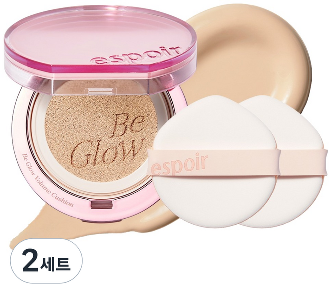 에스쁘아 비글로우 볼륨 쿠션 파운데이션 13g + 퍼프 2p 세트, 21호 아이보리, 2세트