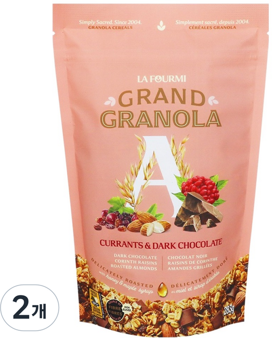 LA FOURMI Grand 現磨黑巧克力穀物麥片, 283g, 2個