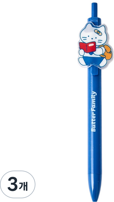 버터 밀크캣스쿨 아크릴 와펜 볼펜 0.5mm, 밀크캣, 3개