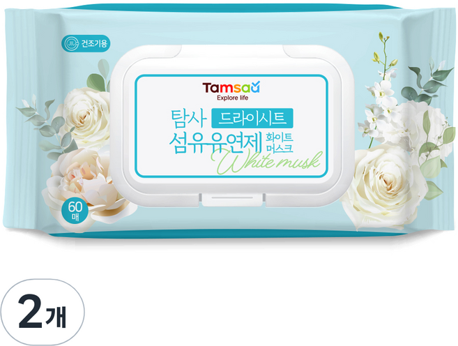 탐사 드라이시트 섬유유연제 화이트머스크, 60개입, 2개