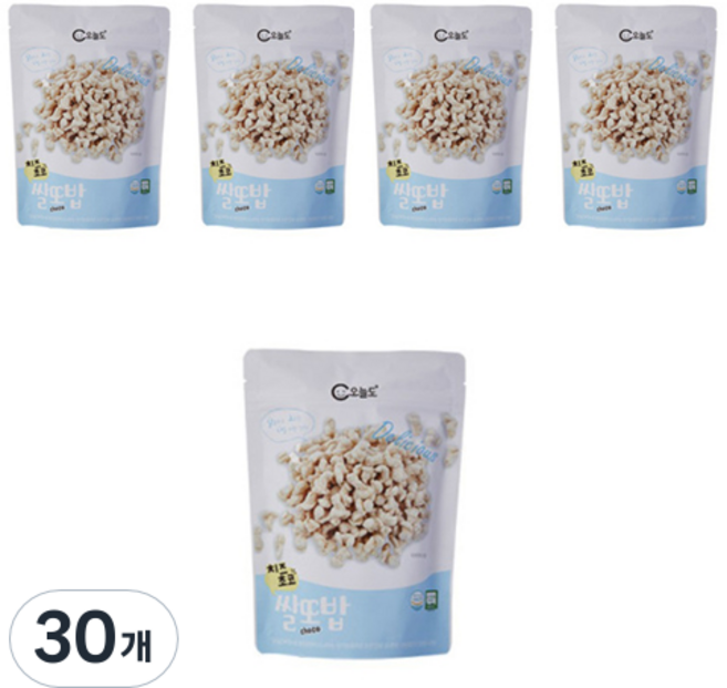 오늘도 유기농 쌀또밥, 치즈 + 초코 혼합맛, 30개, 30g