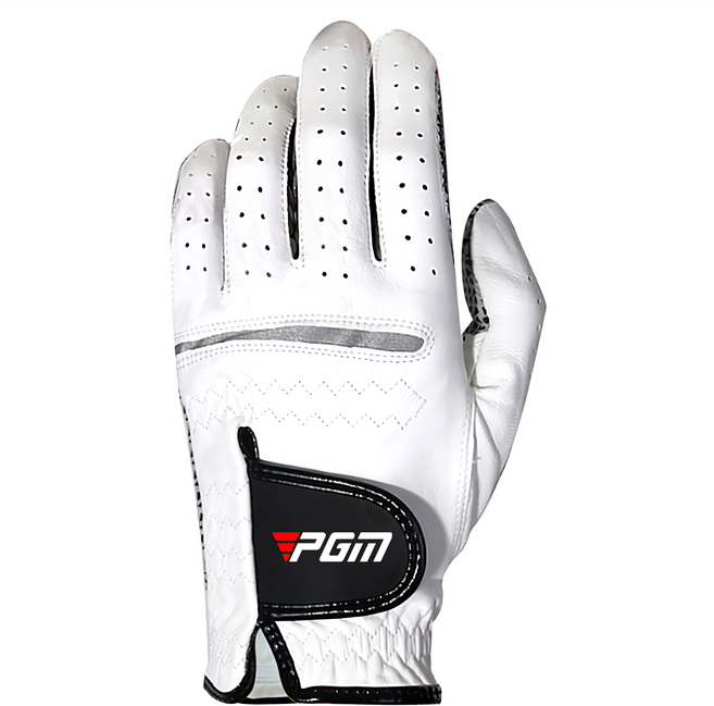 PGM Golf 男款羊皮高爾夫防滑顆粒運動手套 左手用 PG007, 白色, 1個