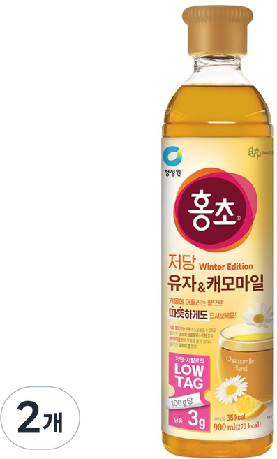 홍초 저당 유자 앤 캐모마일, 900ml, 2개