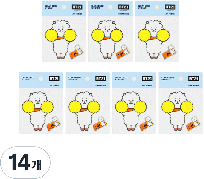 STUDIO EIGHT LINE FRIENDS BT21 透明裝飾貼紙 第2彈, RJ, 14個