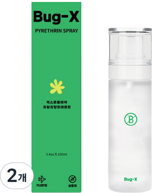 버그엑스 여행용 진드기 살충제, 100ml, 2개